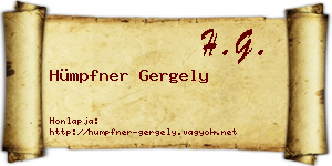 Hümpfner Gergely névjegykártya